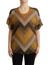 Twinset Multicolor Stripes Short Sleeves Round Neck Top Blouse -   -  Twinset.